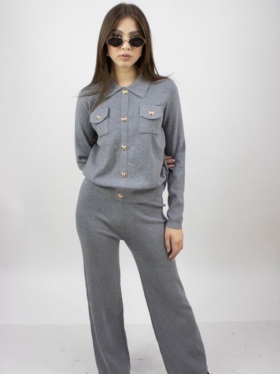 Pants - Gray lounge set long-sleeve